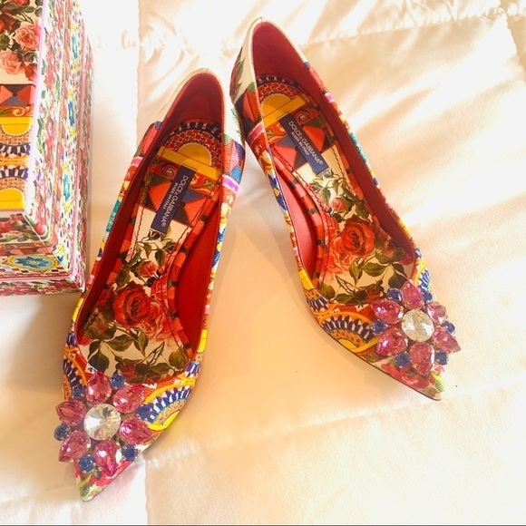 DOLCE & GABBANA MAMBO PRINT BROCADE PUMPS Size 5 - Picture 6 of 13